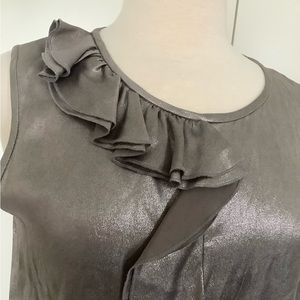 ETRO dark silver metallic silk top Sz 44